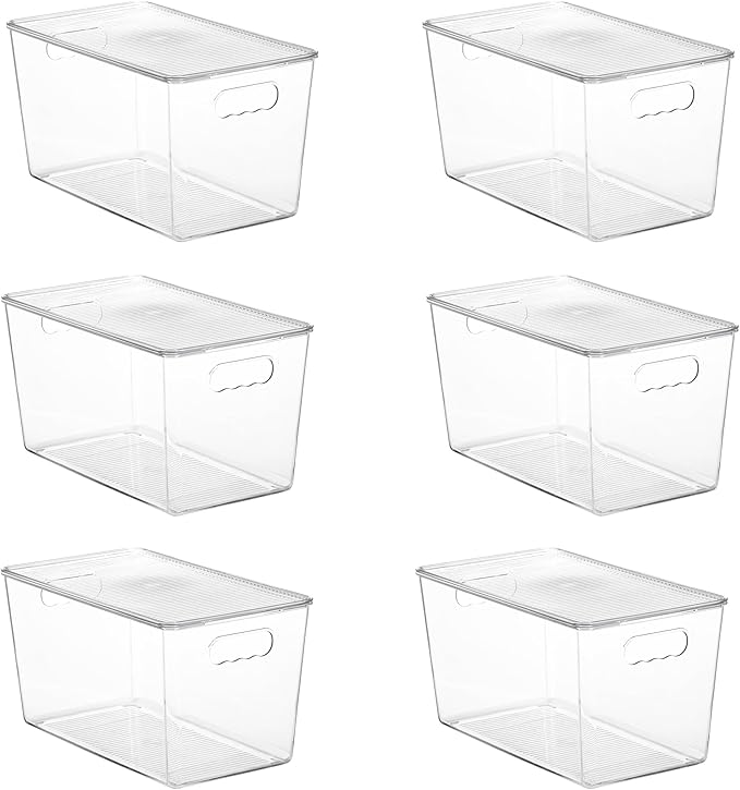 Vtopmart 6 Pack Clear Stackable Storage Bins with Lids, XLarge