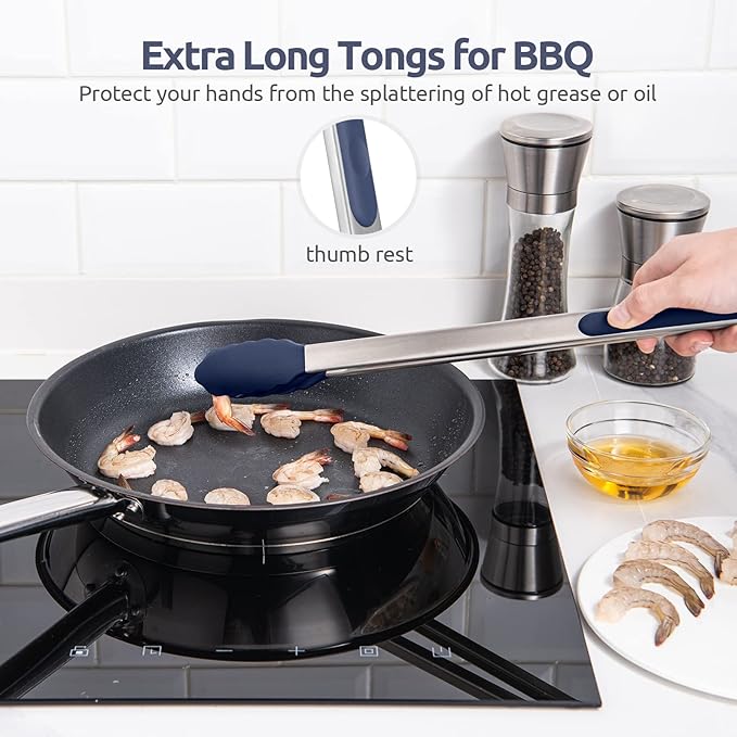 U-Taste Kitchen Tong for Cooking, 600ºF Heat-Resistant, 16in/Midnight Blue