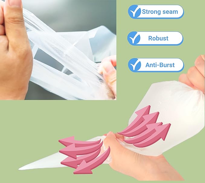 HOMYTOP 18 Inch Large Piping Bags 200 Pack - Disposable Pastry Bags - Thick Anti-Burst Pastry Icing Frosting Piping Bags For Decorating Cupcakes Cakes Cookies (Large 18 Inch-200 Pack)