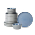 Stone Lain Elica 12-Piece Modern Dinnerware Set Stoneware, Plates and Bowl Sets for 4, Blue and Grey