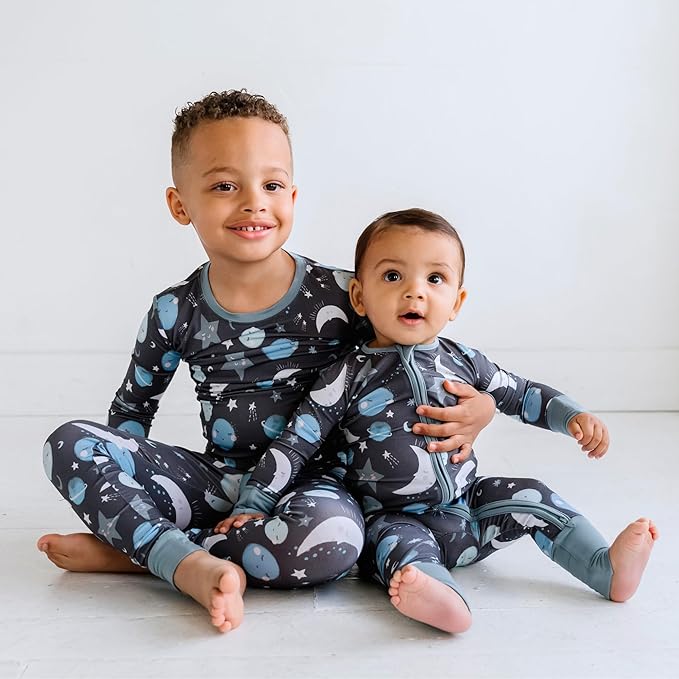 Little Sleepies Baby Pajamas, Blue To the Moon & Back, 12-18M