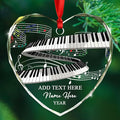 Customized Year Text & Name Keyboard Musical Glass Ornament, Personalized Keyboard Player Christmas Ornaments Gift for Husband Wife Brother Sister Dad Mom, Unique Keyboards Glass Christmas Ornament