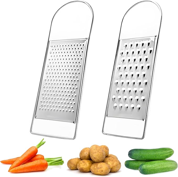 2PCS Flat Handheld Graters, Fine & Coarse, for Cheese, Potato, Vegetable