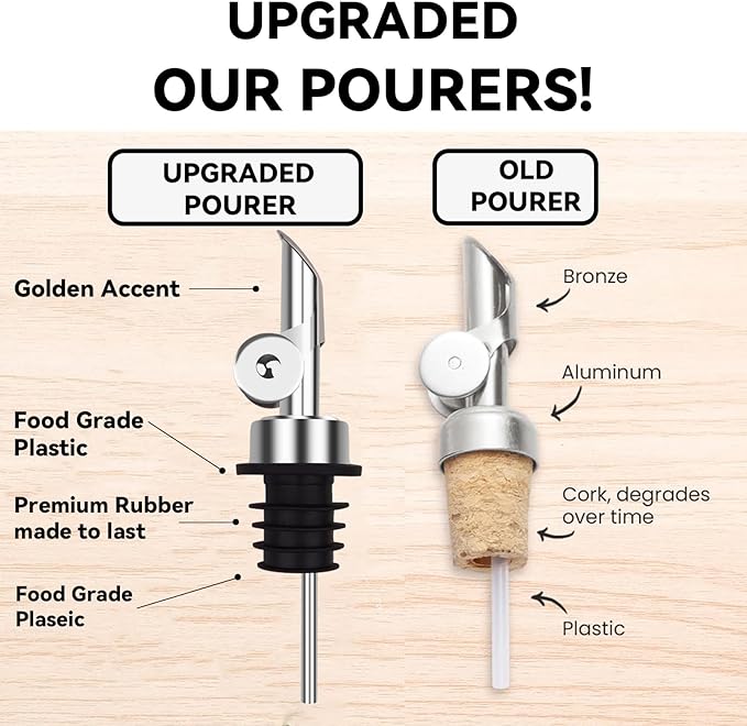 2 Pcs Olive Oil Dispenser Bottle Spout, Speed Liquor Pour Spout with Flip Top, Stainless Steel Auto Pour Spouts for Liquor Bottles, Oil Bottles, Vinegar, Syrup and Other Liquid Bottles