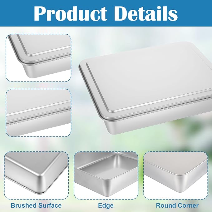 XLIUAX 3 Set Cake Pan with Lid, 13/11/9 Inch Rectangle Cake Pans Sets