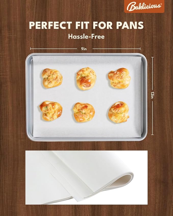 Baklicious 9x13inch 220pcs White Pre-Cut Non-Stick Parchment Baking Sheets