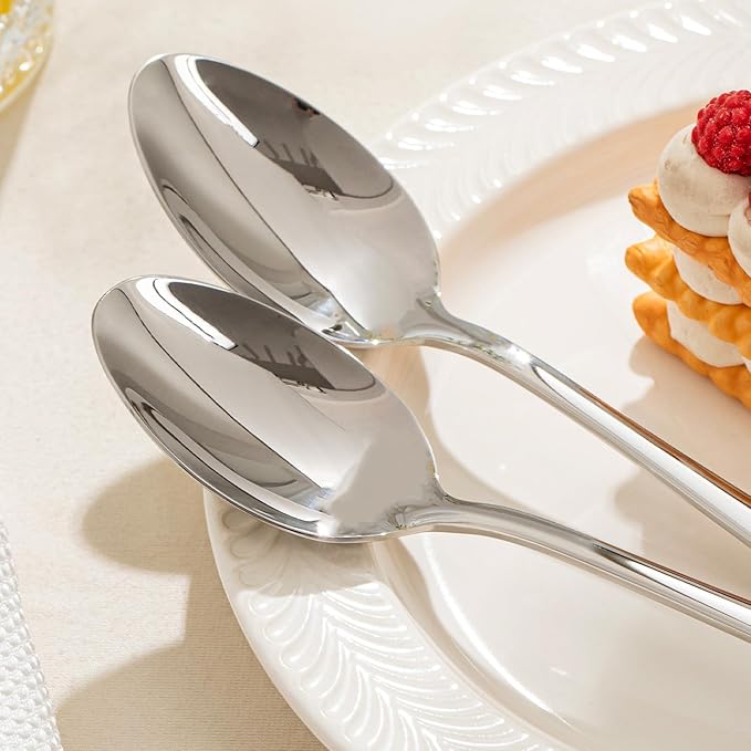 KINGSTONE 16 Piece Dinner Spoons Set, 18/10 Stainless Steel Spoons
