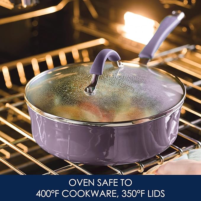 Rachael Ray Cucina Nonstick Cookware, Lavender Purple Pots and Pans Set, 12-Piece