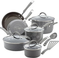 Rachael Ray Cucina Nonstick Cookware, Sea Salt Gray Pots and Pans Set, 12-Piece