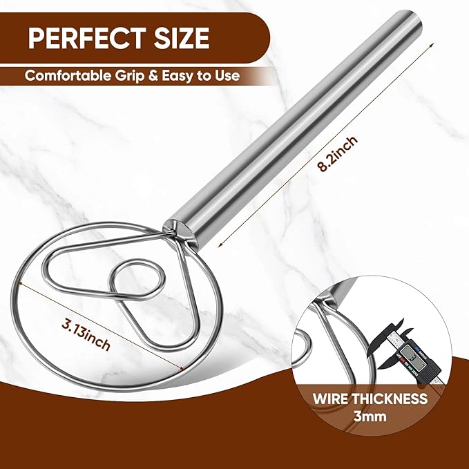 Maxjoy Danish Dough Whisk Stainless Steel for Sourdough Bread