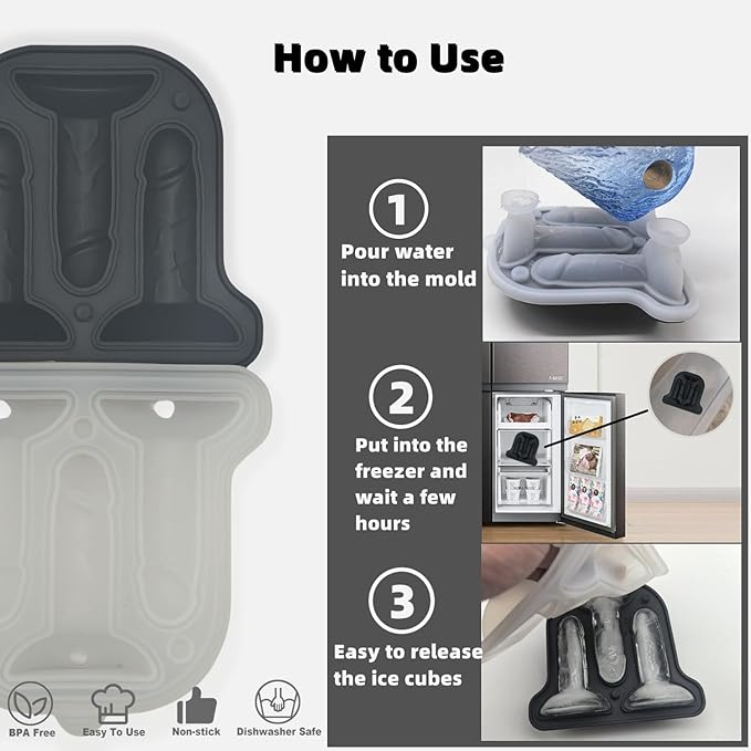gomaxbo Prank Ice Cube Mold, Funny Ice Cube Molds for Adults, Silicone Fun Shapes for Whiskey Cocktails
