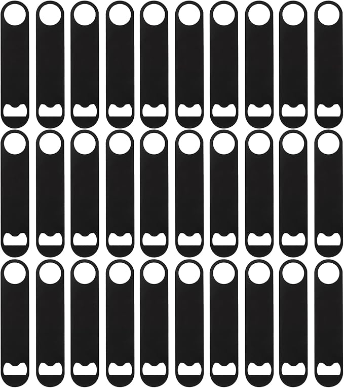 ZCYSRLQIN 30 Pcs Flat Bottle Opener 7 Inch Black Stainless Steel Beer bottle Openers Heavy Duty Bar Blade Solid Bottle Cap Opener Funny Bartender Bottle Opener for Kitchen Restaurant Party Supplies