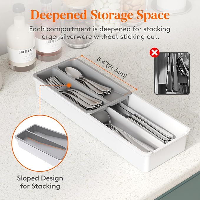 Lifewit Compact Silverware Organizer for Kitchen Drawer