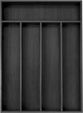 Besilord Bamboo Silverware Holder - Drawer Organizer with 5 Slots (Black)