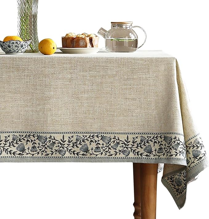 ISAENNE Designer Linen Rectangular Tablecloth,71"x55"-Segerman B