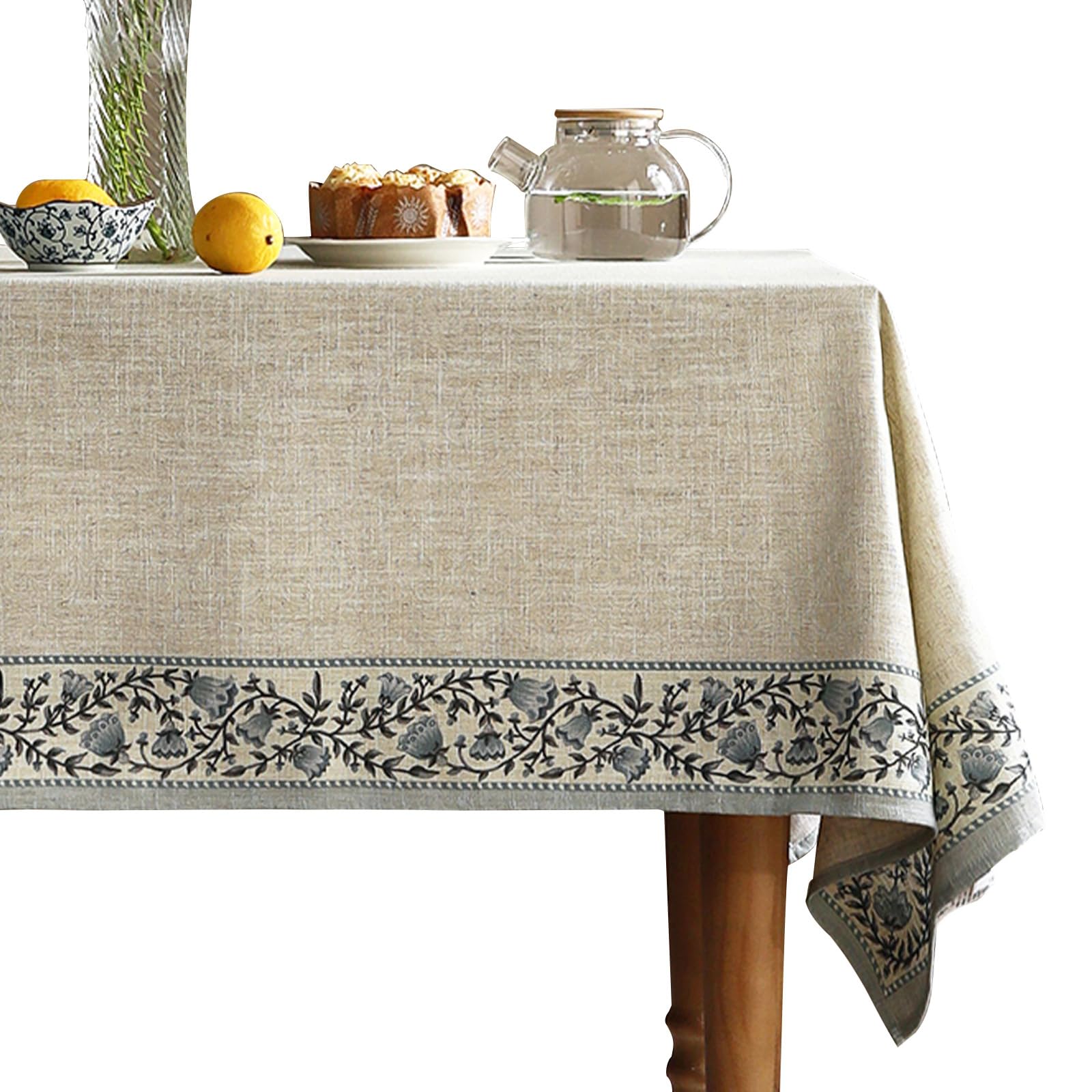 ISAENNE Designer Linen Rectangular Long Tablecloth,118"x67"-Segerman B