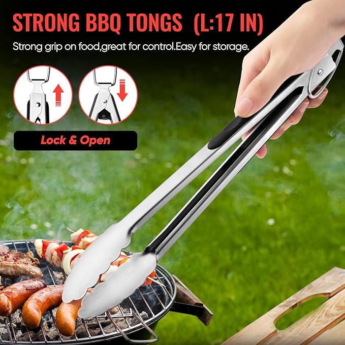 11 Pcs Grill Tools Set,BBQ ＆ Grilling Accessories Outdoor Barbecue Utensils