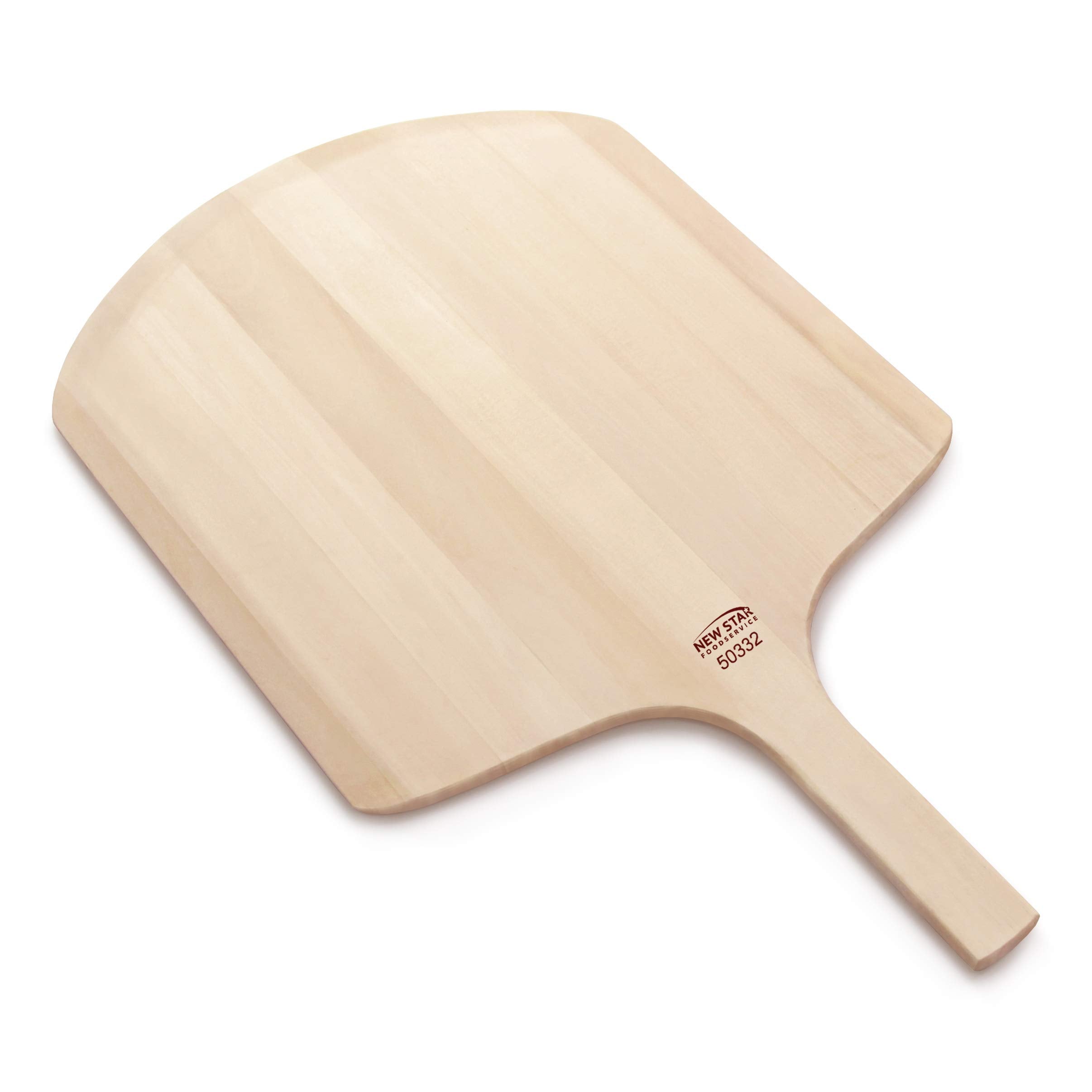 New Star Foodservice 50332 Restaurant-Grade Wooden Pizza Peel, 18" L x 16" W Plate, with 8" L Wooden Handle, 26" Overall Length