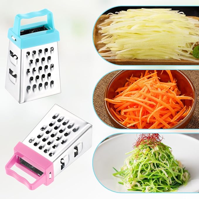 AOZUO 3Pcs Mini Grater, Small Cheese Grater Stainless Steel Box Grater with Handle Efficient Kitchen Gadget for Grating Garlic Nutmeg Chocolate Parmesan Dishwasher Safe,1.02x1.45in