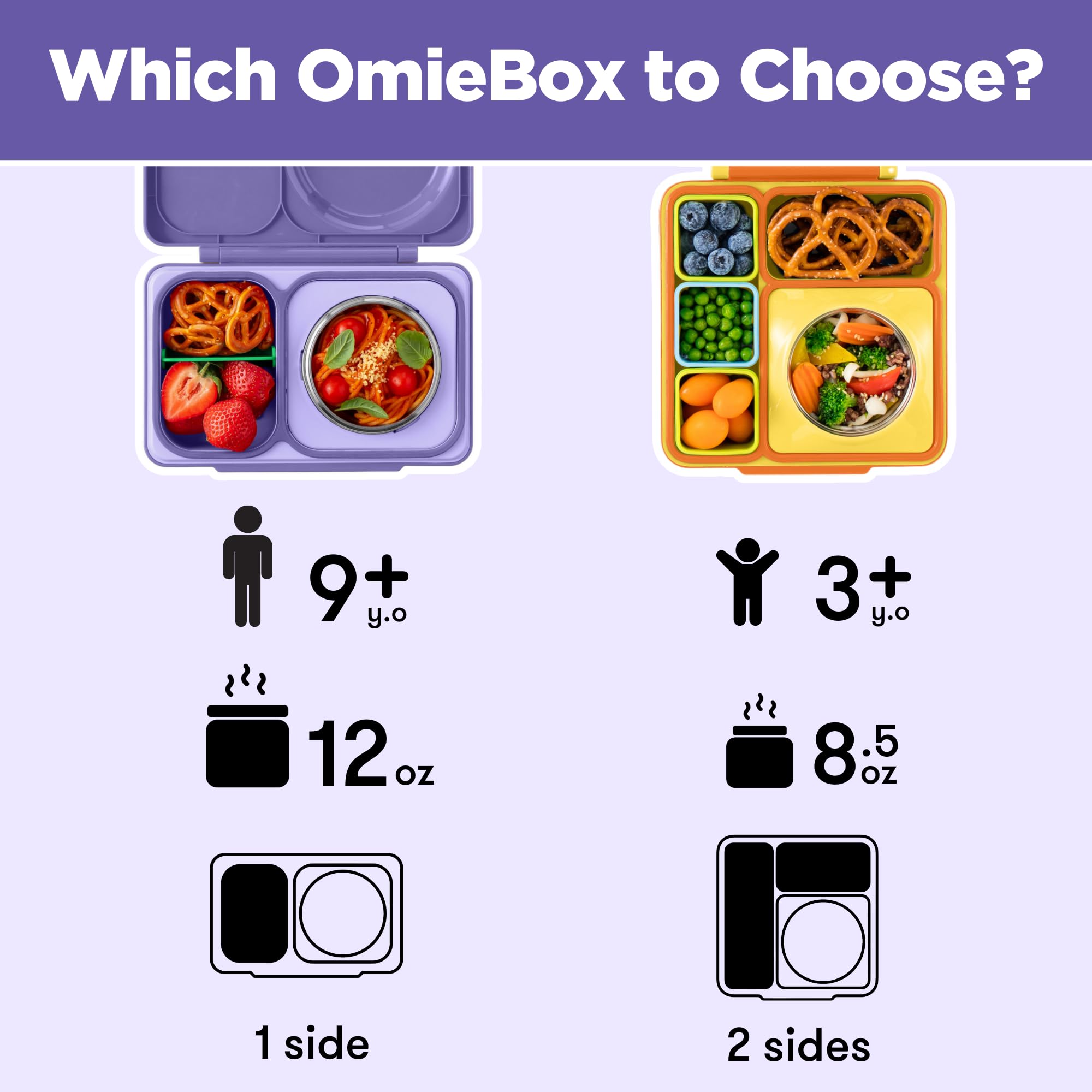 Omie OmieBox UP Kids Insulated Bento Box, Galaxy Purple
