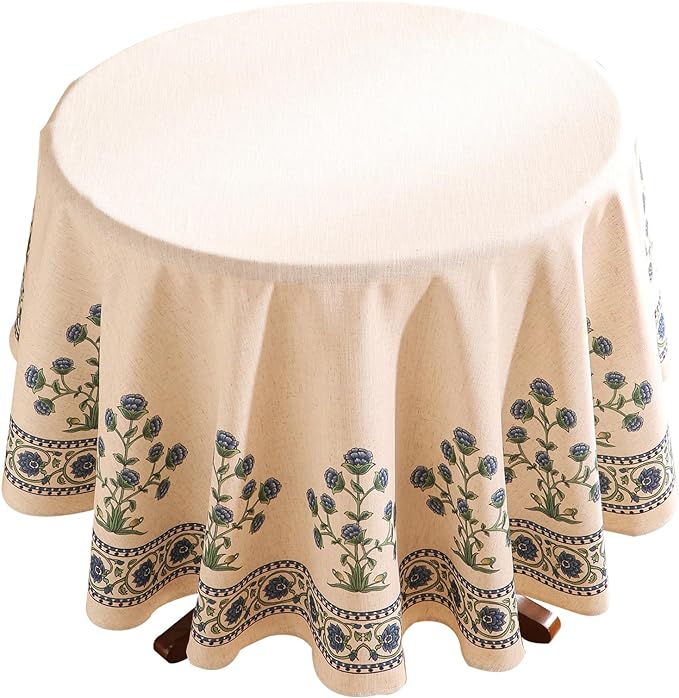 patdrea Vintage French Linen Tablecloth,Round,Diameter 67"-Ivar B