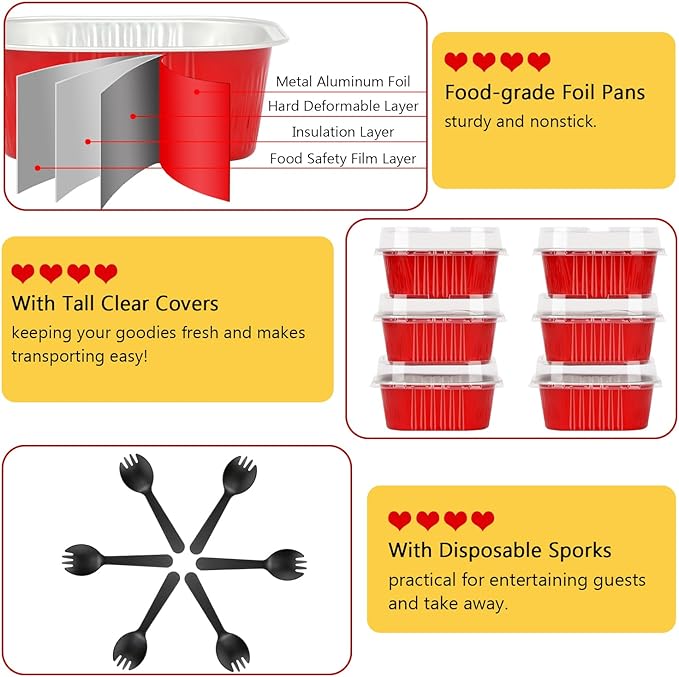 LNYZQUS 5oz Mini Cake Pans with Lids, Individual Brownie Tins 120 Pack