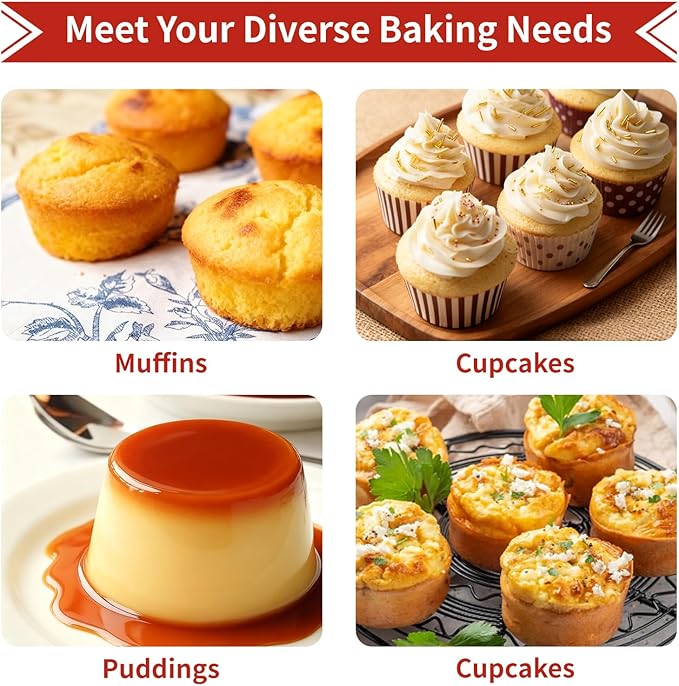 Bongpuda Silicone Muffin Pan with Metal Reinforced Frame,2 Pcs 2.9" Regular Size 12 Cups Egg Bite Mold,Non-Stick,Easy Release,For Egg Muffins, Cupcakes, Large Muffins,Cheesecakes(Orange + Red)
