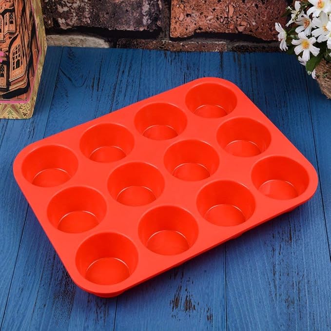 12 Cups Silicone Muffin Pans for Baking Cupcake Pan Nonstick Silicone Molds