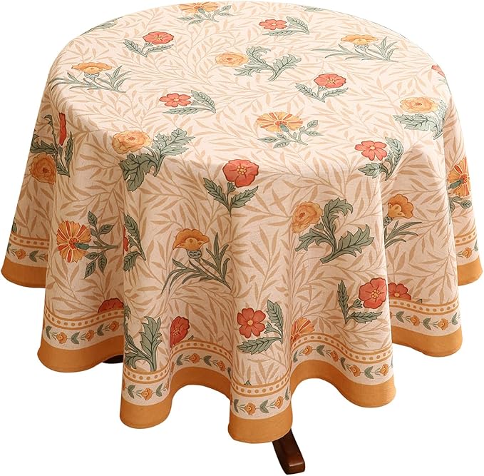 patdrea Vintage Linen Tablecloth,Round,Diameter 67"-RosaSilvestre A