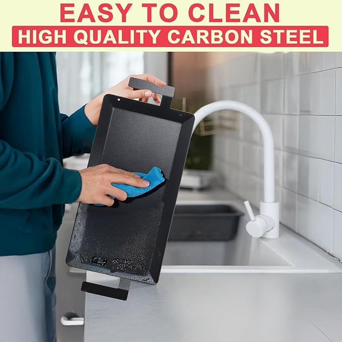 Universal Carbon Steel Griddle for Gas Grill, Stove top & Induction Cooktop