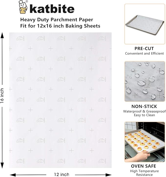Katbite Precut Parchment Paper Sheets with Grid Lines, 12x16 Inch, 46 Pcs