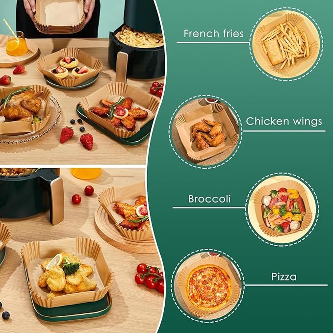 505 PCS Square Air Fryer Liners Disposable 8inch for 5-8 QT