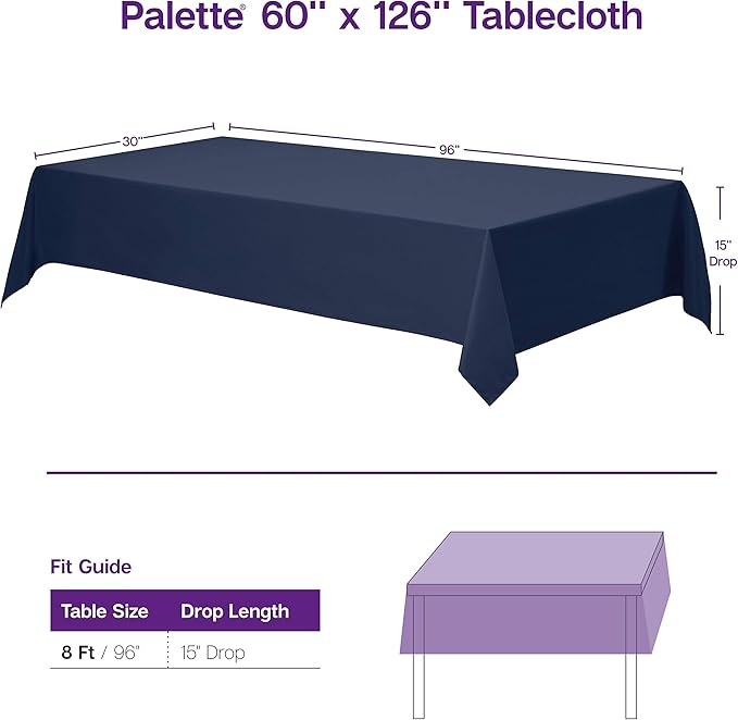 Gee Di Moda Rectangle Tablecloth - 60 x 126 Inch Baby Blue Table Cloth for 8 Foot Rectangle Tables - Heavy Duty Washable Fabric - for Holiday Party, Dinner, Weddings, Baby Shower & Events