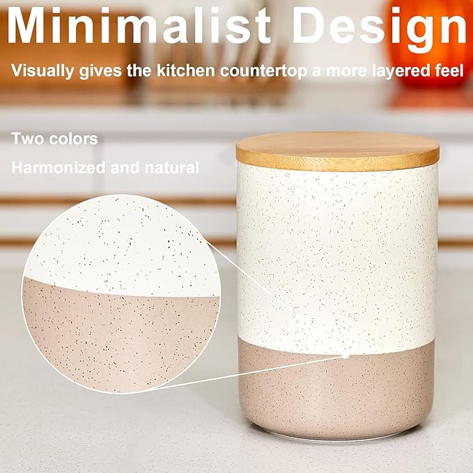 Kitchen Canister for Counter, Ceramic Food Storage Containers with Lids