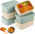 Teenyyou 6 Packs 1 Cup Silicone Freezer Molds with Lids Silicone Soup Freezer Molds Rectangle Reusable Food Preserving Tray Freezing Ice, Leftovers and Meal Prep(Sage Green, Beige)
