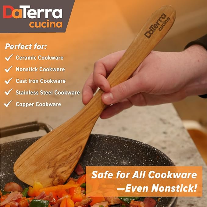 DaTerra Cucina -12-Inch Olive Wood Cooking Utensil Set 5-Piece Tool