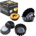 Xstronq 12PCS 2.6" Egg Tart Molds, Mini Carbon Steel Non-Stick Baking Pans