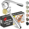 Premium Garlic Press, Professional Garlic Mincer, Easy to Squeeze and Clean, Rust Proof, Efficient Ginger Crusher - Sliver