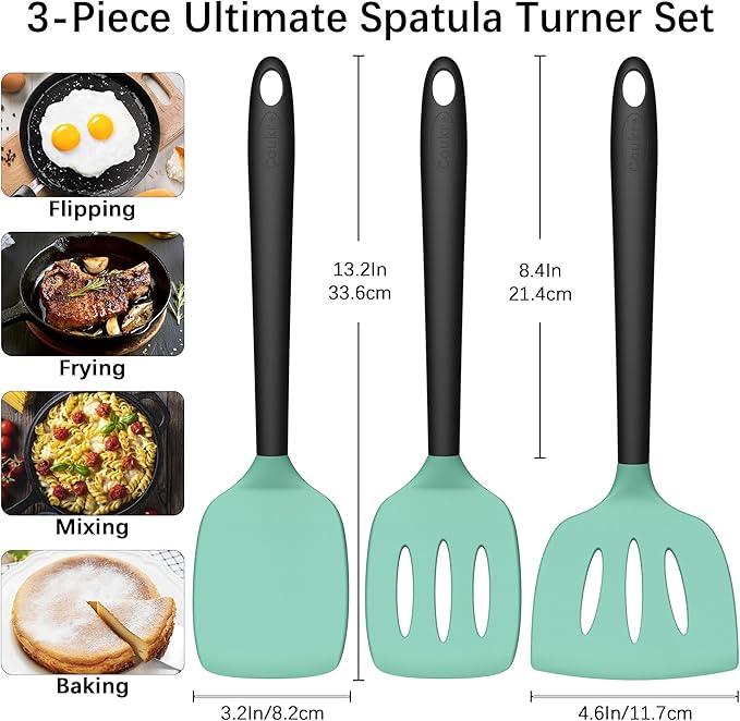 Coukre 3 Pack Silicone Spatula Set, Heat Resistant to 500°F, BPA-Free