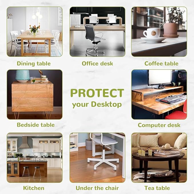 Eisdroma 18 x 51 Inch Clear Table Cover Protector, Clear Desk Mat, Table Protector, 1.5mm Plastic Table Cover, Vinyl Table Protector, Desk Mats