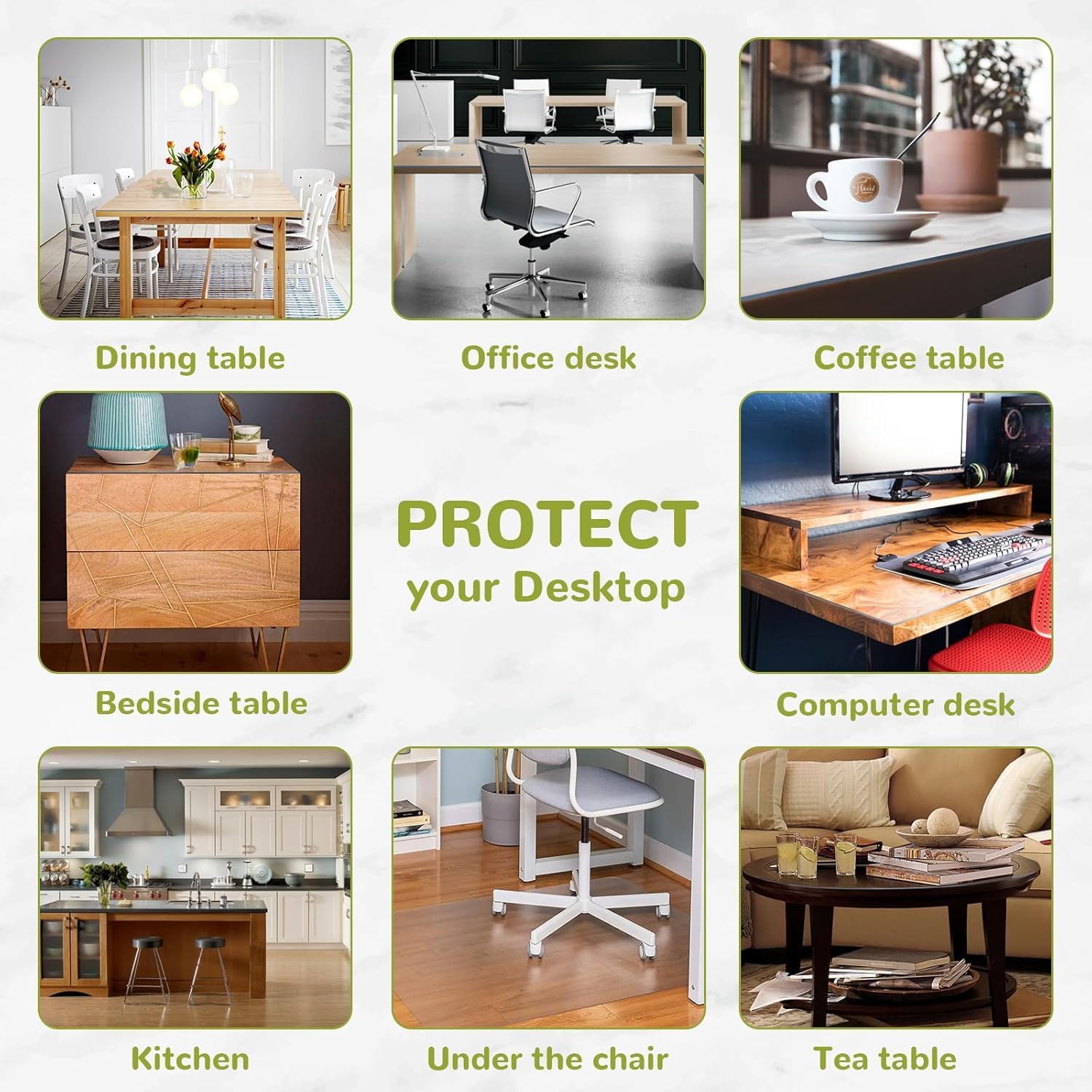 Eisdroma 35 x 35 Inch Clear Table Cover Protector, Clear Table Protector for Dining Room Table, 1.5mm Plastic Table Cover, Waterproof Table Pad for Kitchen, Office
