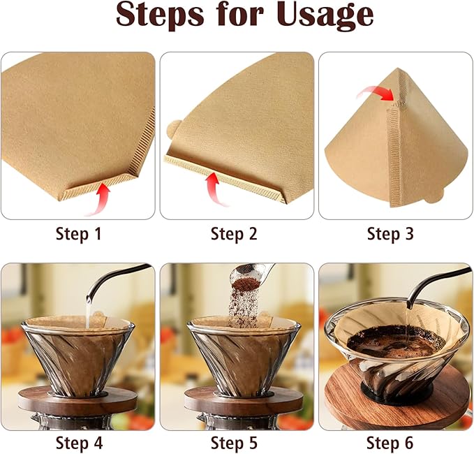 200 Count #4 Cone Coffee Filters 8-12 Cup, Natural Coffee Filters