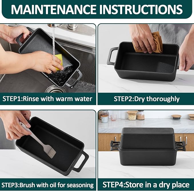 Leonyo 9"x5" Cast Iron Sourdough Loaf Pan, Pre-seasoned Dutch Oven, Black