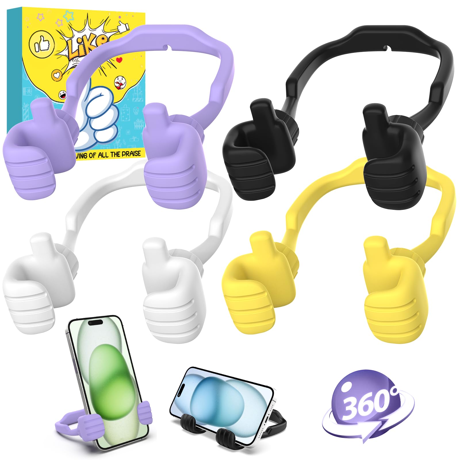 4 Pack Thumbs Up Lazy Phone Holder Stocking Stuffers for Teen Boys Girls