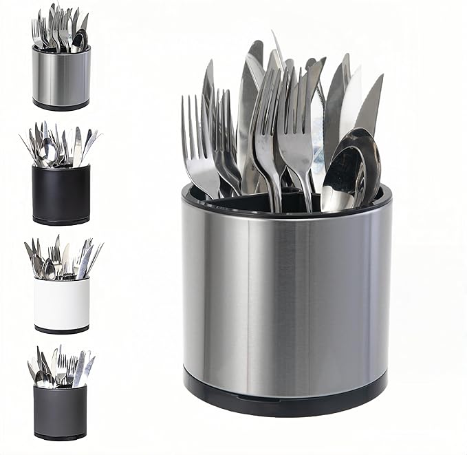LIBODOUR Utensil Holder, 360°Rotating Kitchen Utensil Holder For Counter