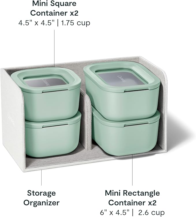 Caraway Mini Food Storage 9-Piece Set, Glass Storage Containers for Food