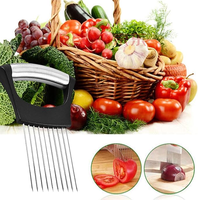 Stainless Steel Onion Holder for Slicing,Onion Slicer Holder,Kitchen Gadget