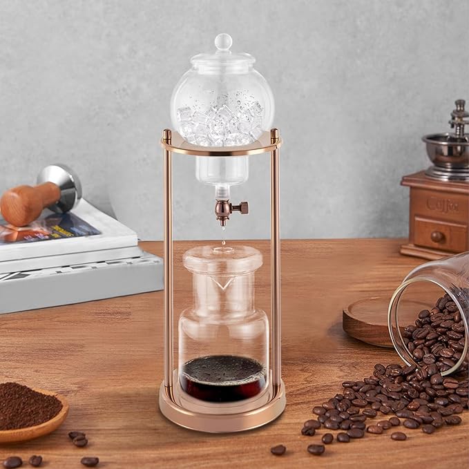 Uphilltool Cold Brew Drip Coffee Maker, 600ml/20.29oz Iced Coffee Brewer Machine Dripper Pot with Measuring Spoon and Stainless Steel Filter for Home Office Coffee Shop