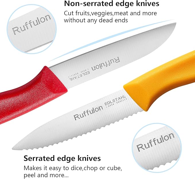 Vegetable and Fruit Knives set,Sharp Serrated Paring Knife,Ergonomic Handle