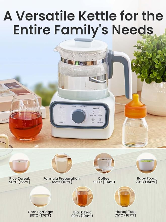 GROWNSY Baby Instant Warmer & Glass Water Boiler with LCD Display and Timer